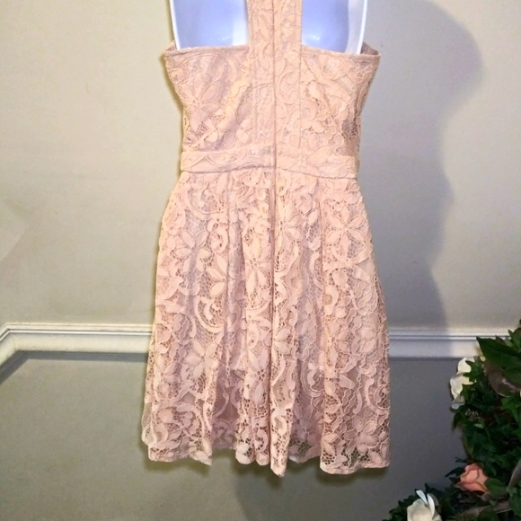 Lulu's Blush Pink Lace Racer Back Skater Style Mini Dress Style# 25680 - Picture 10 of 14